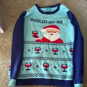 Merlot-Ho-Ho Santa Sweater - Blue and Red